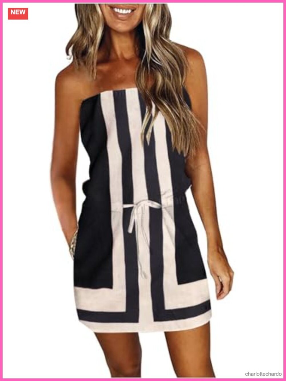 SAUKOLE Women's Strapless Summer Mini Dress Boho Sundress Beach Cover Up